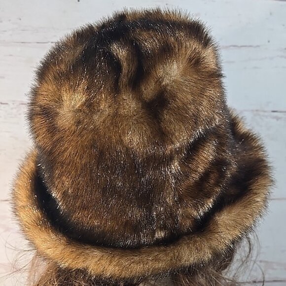 Dennis Basso Faux Fur Hat Roll Up or Down Brown Mink Style Women's Small/Medium - Picture 3 of 10